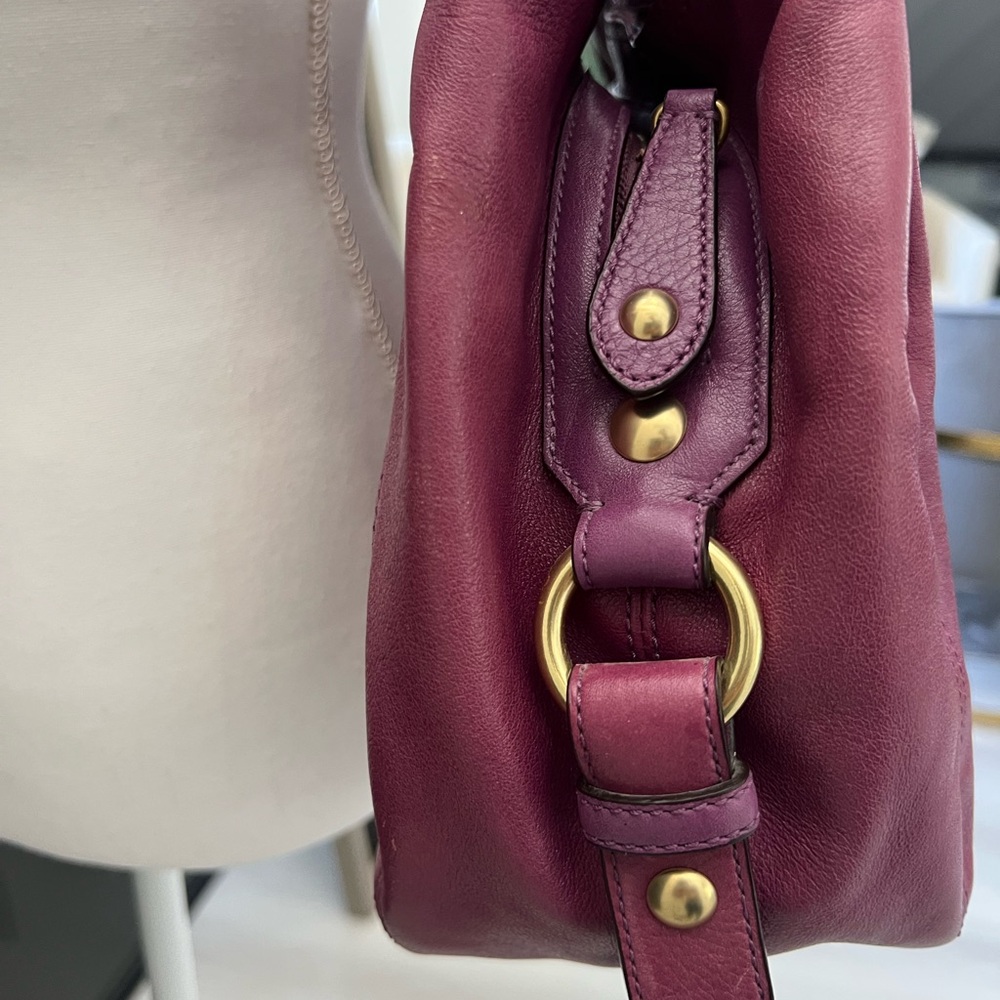 Coach Purple Shoulder Bag with Gold Accents - Picture 7 of 13
